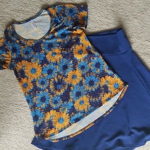 Lularoe outfit, classic tee and azure skirt